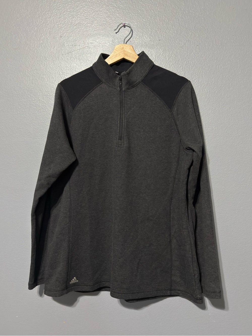 adidas Womens 2XL 1/4 Zip Pullover Sweatshirt Gray Charcoal Heather Mock Neck